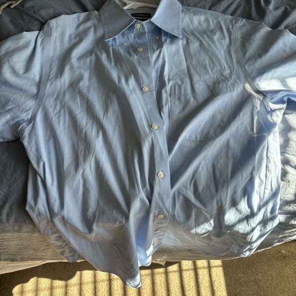 croft barrow Easy Care 100% Cotton Baby Blue Dress Shirt Short Sleeve Sz M 15-16 - Picture 14 of 14